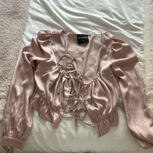 Kittenish Women's Blush Satin Blouse